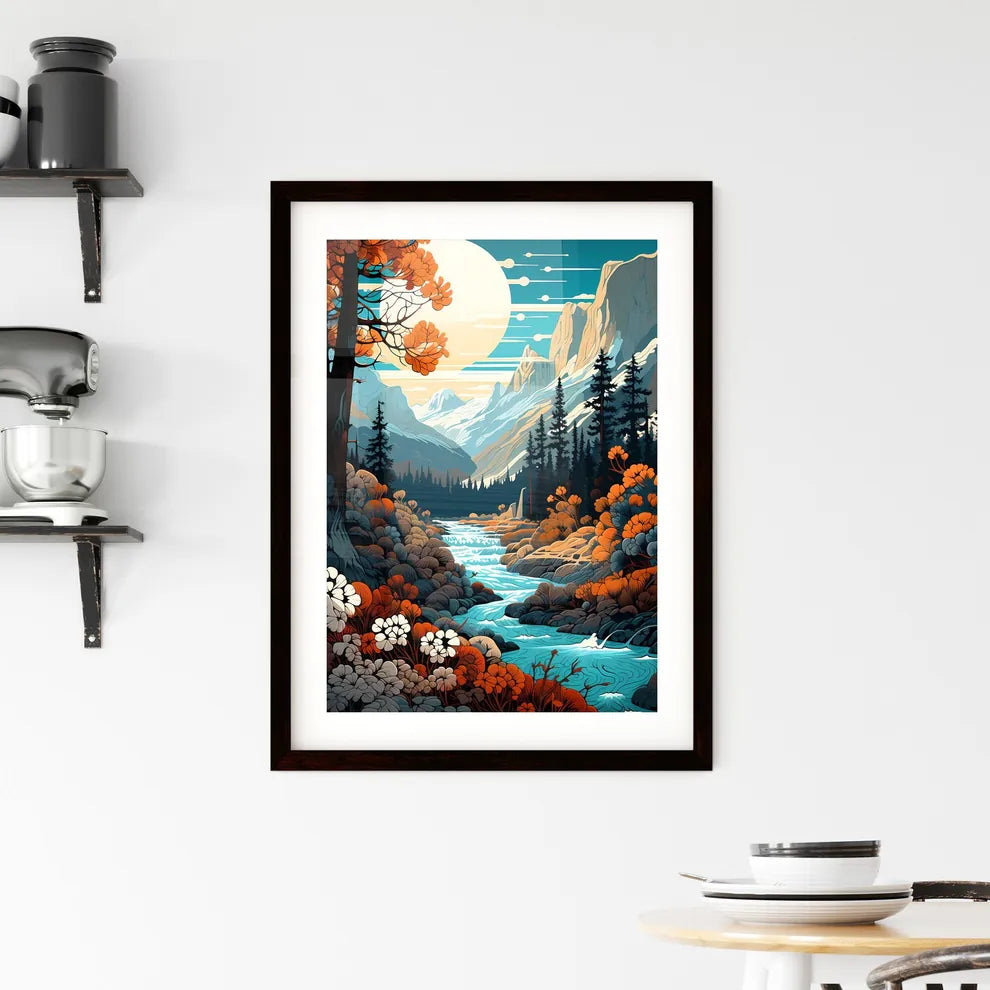 A Poster of Yosemite NAtional Park - A River Framed Print