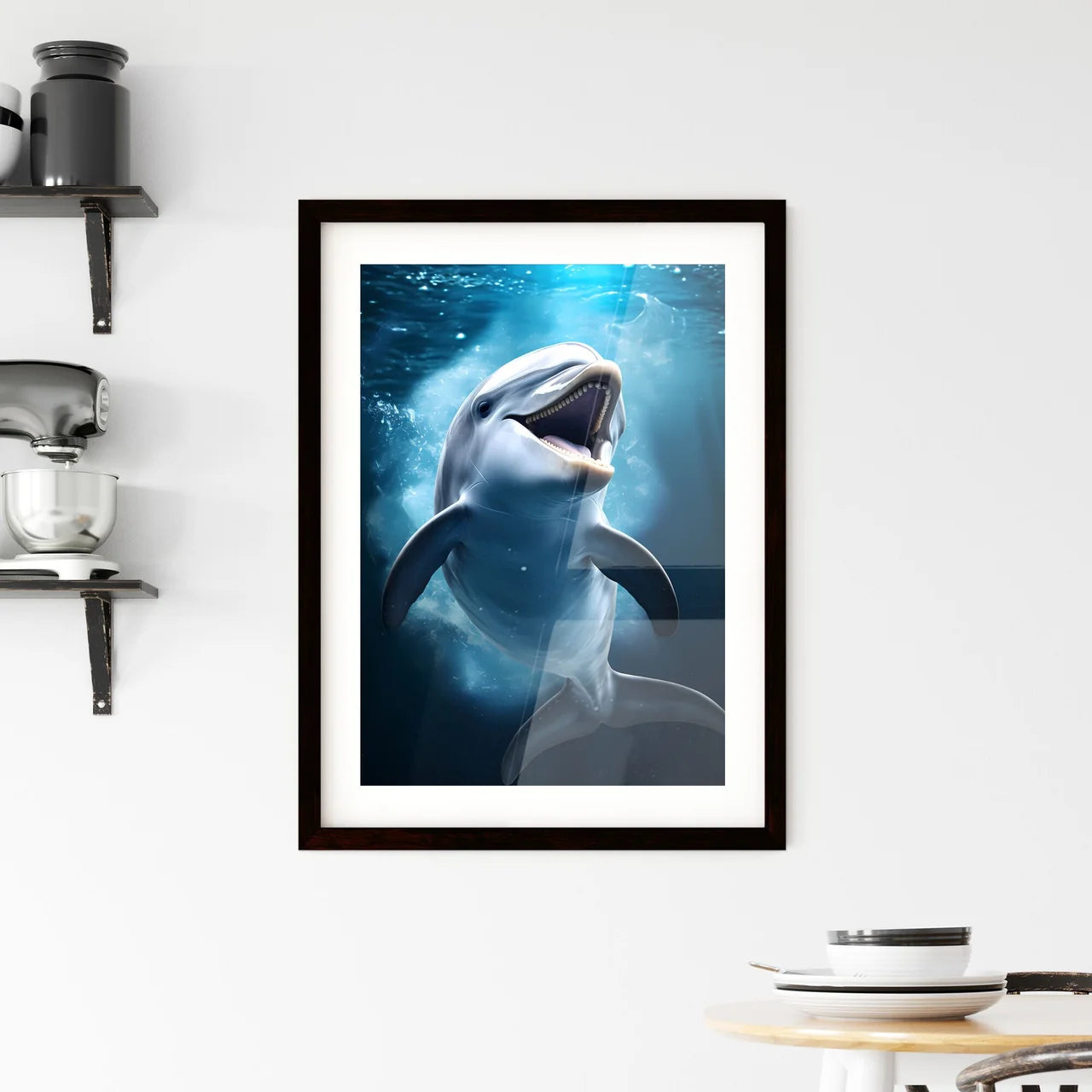A Poster of A singing dolphin  Framed Print