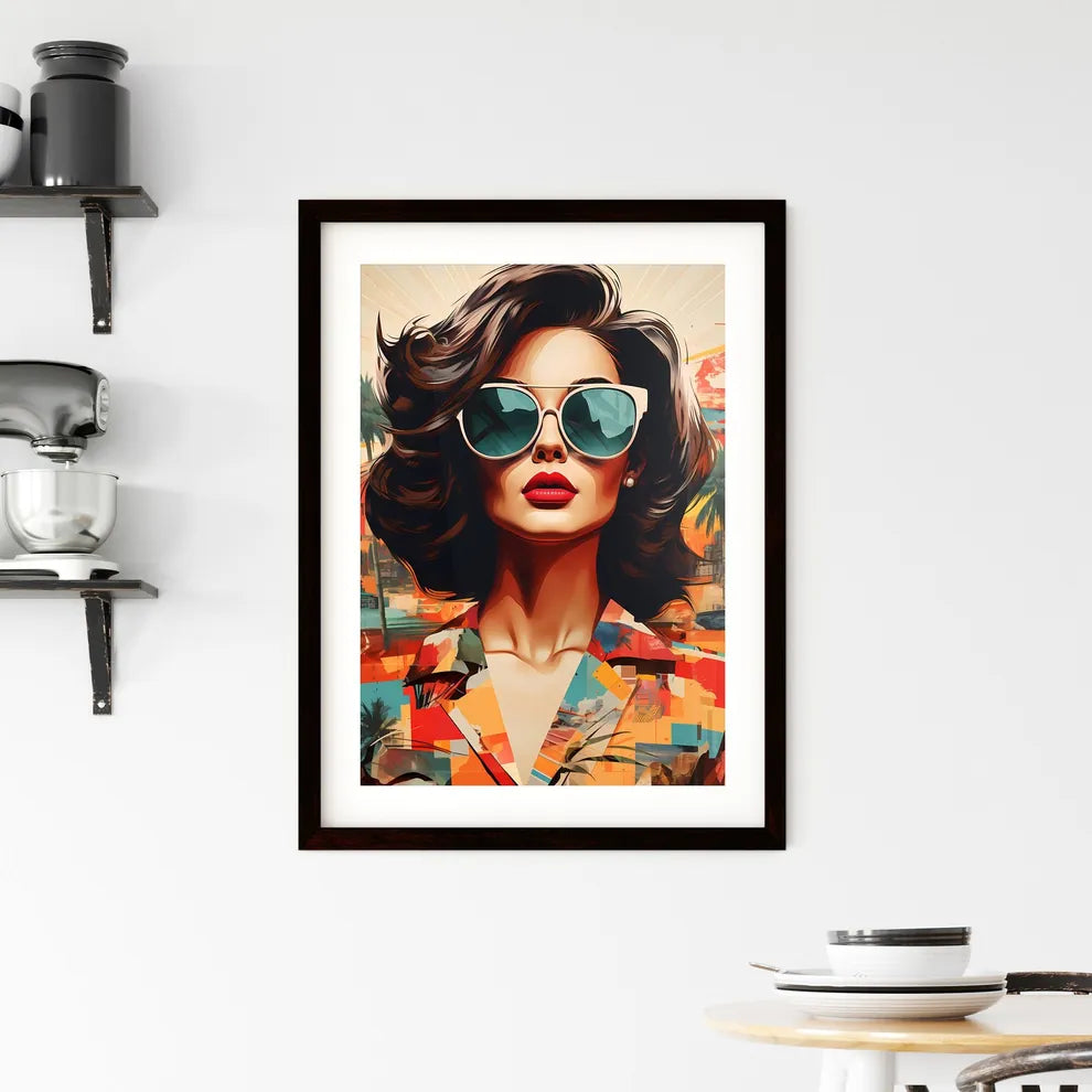 A Poster of Stylish retro poster with beauti Framed Print