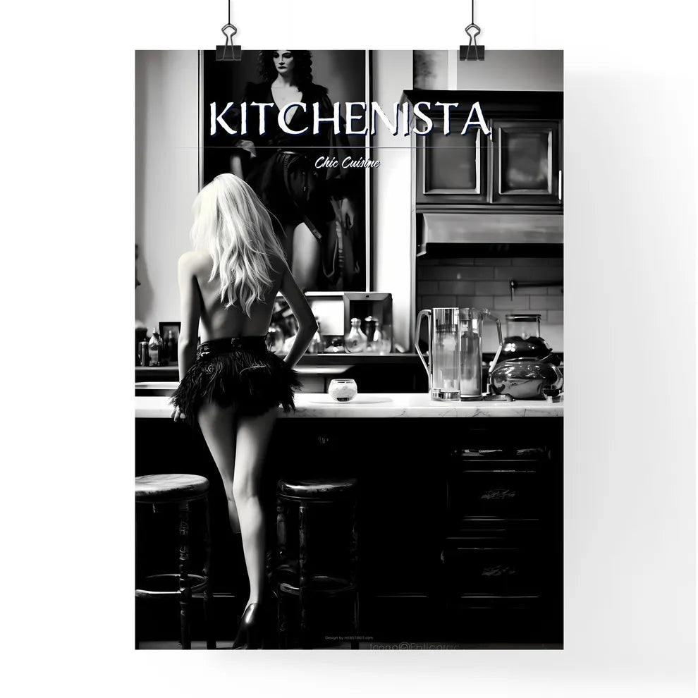 A Poster of leather goddess in a tres chic k Poster