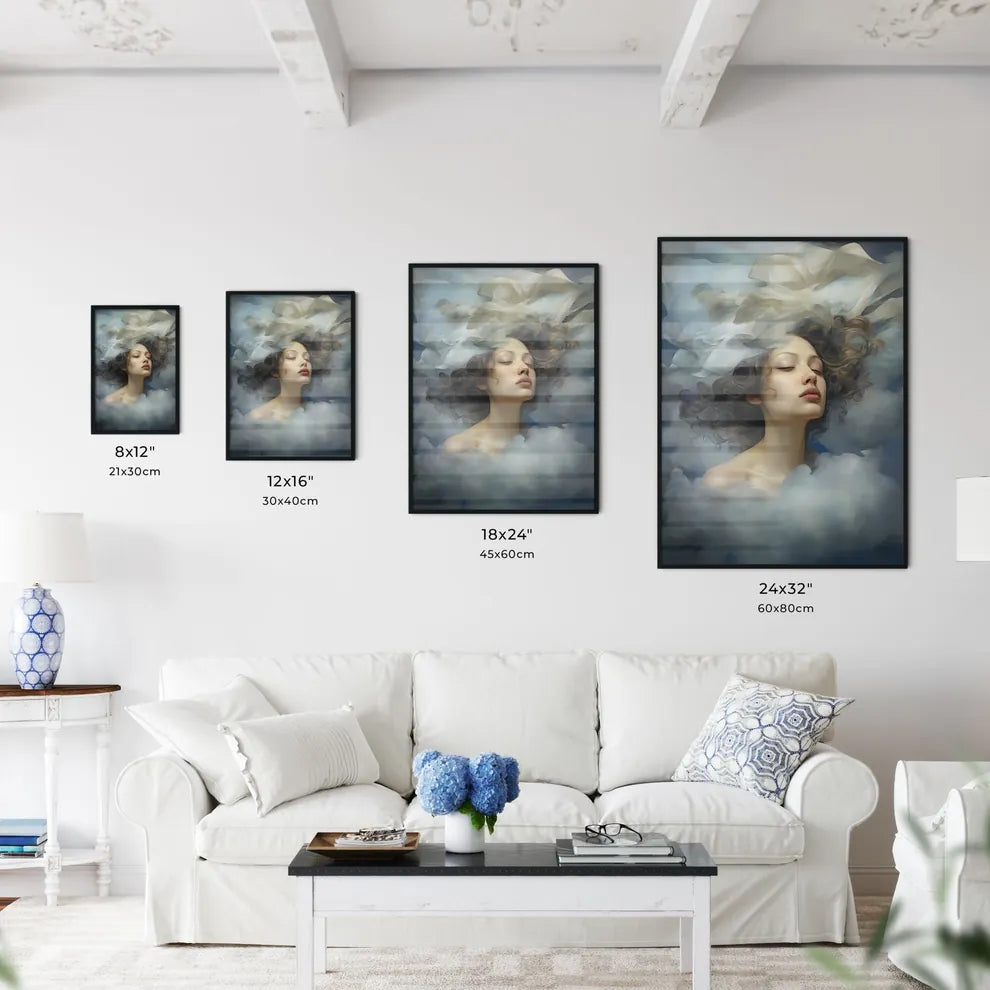 A Poster of cloudy sky portraits - A Woman W - Kitchen Hangings