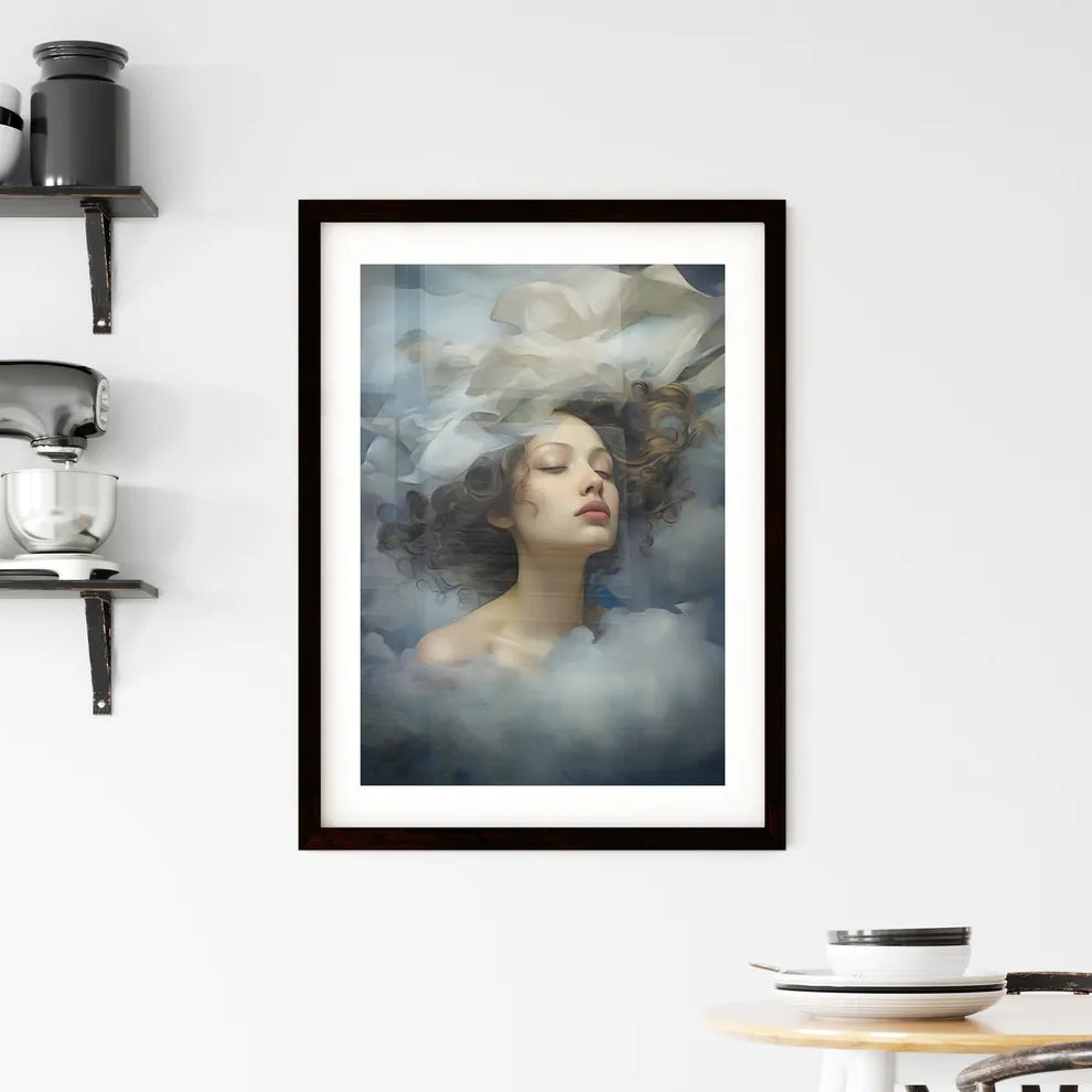 A Poster of cloudy sky portraits - A Woman W Framed Print