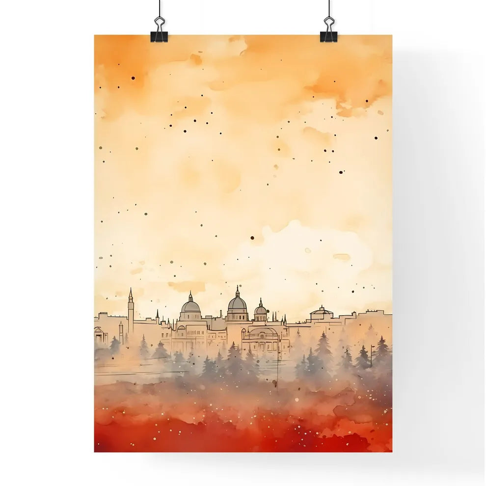 A Poster of minimal christmas background - A Watercolor Of A City Poster