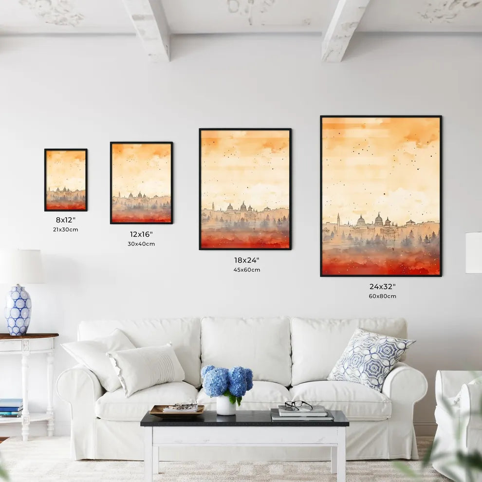 A Poster of minimal christmas background - A Watercolor Of A City Size Chart