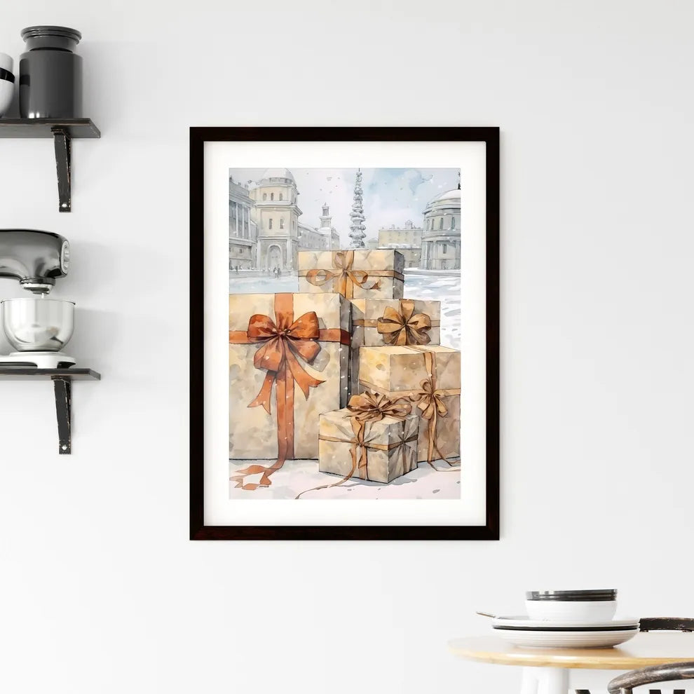 A Poster of Christmas and Holiday Gifts on S Framed Print