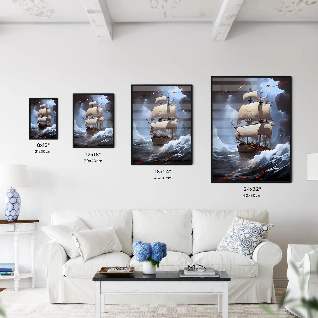 A Poster of a painting of a big ship with bi - Kitchen Hangings