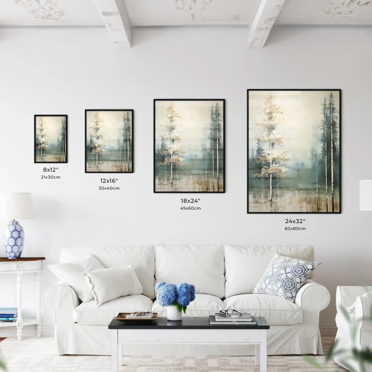 A Poster of painted forest of trees in white - Kitchen Hangings