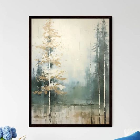A Poster of painted forest of trees in white - Framed Art Print
