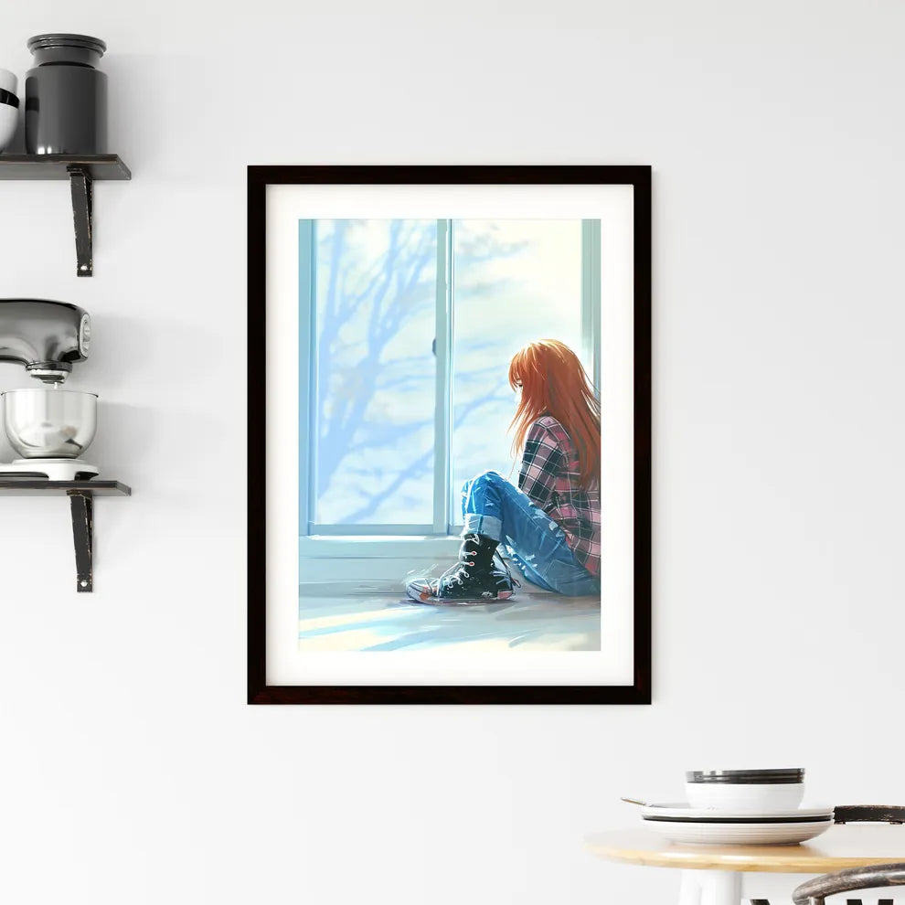 A Poster of pink and blue pastel photomodel  Framed Print