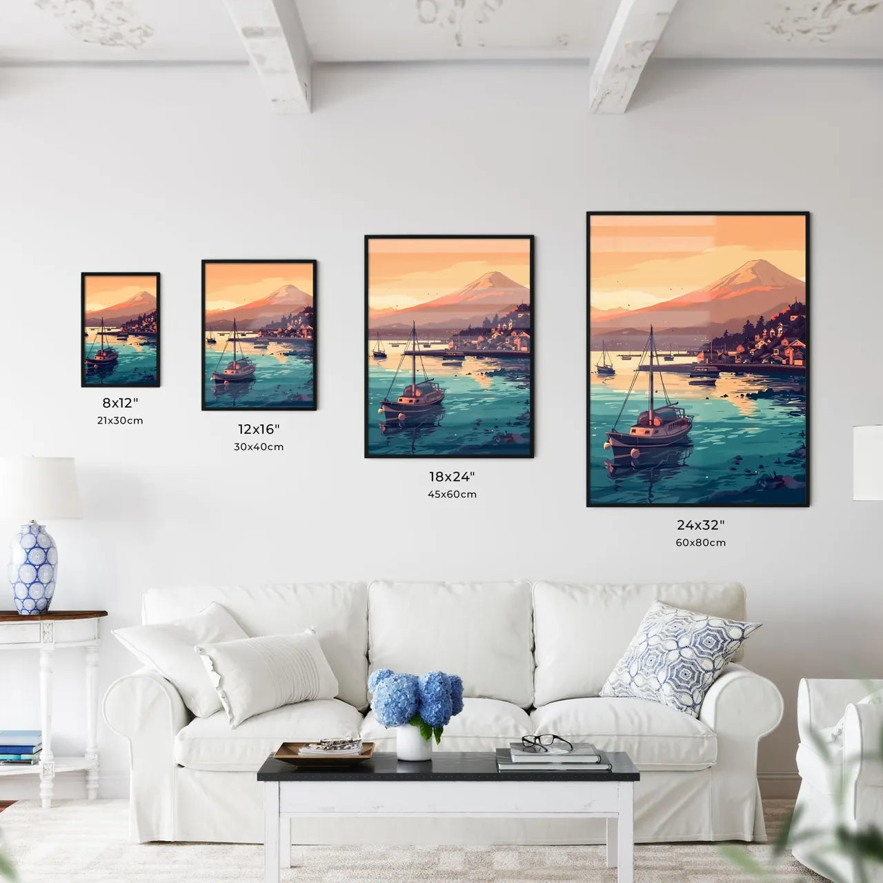 A Poster of Mount Fuji - A Small Town - Kitchen Hangings