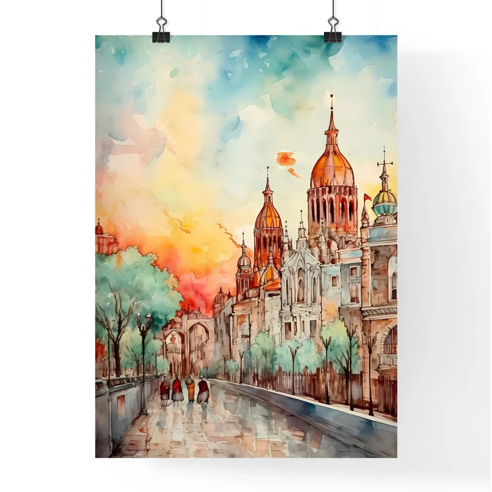 A Poster of cinco de mayo holiday card with copy space - A Watercolor Painting Of A City Poster