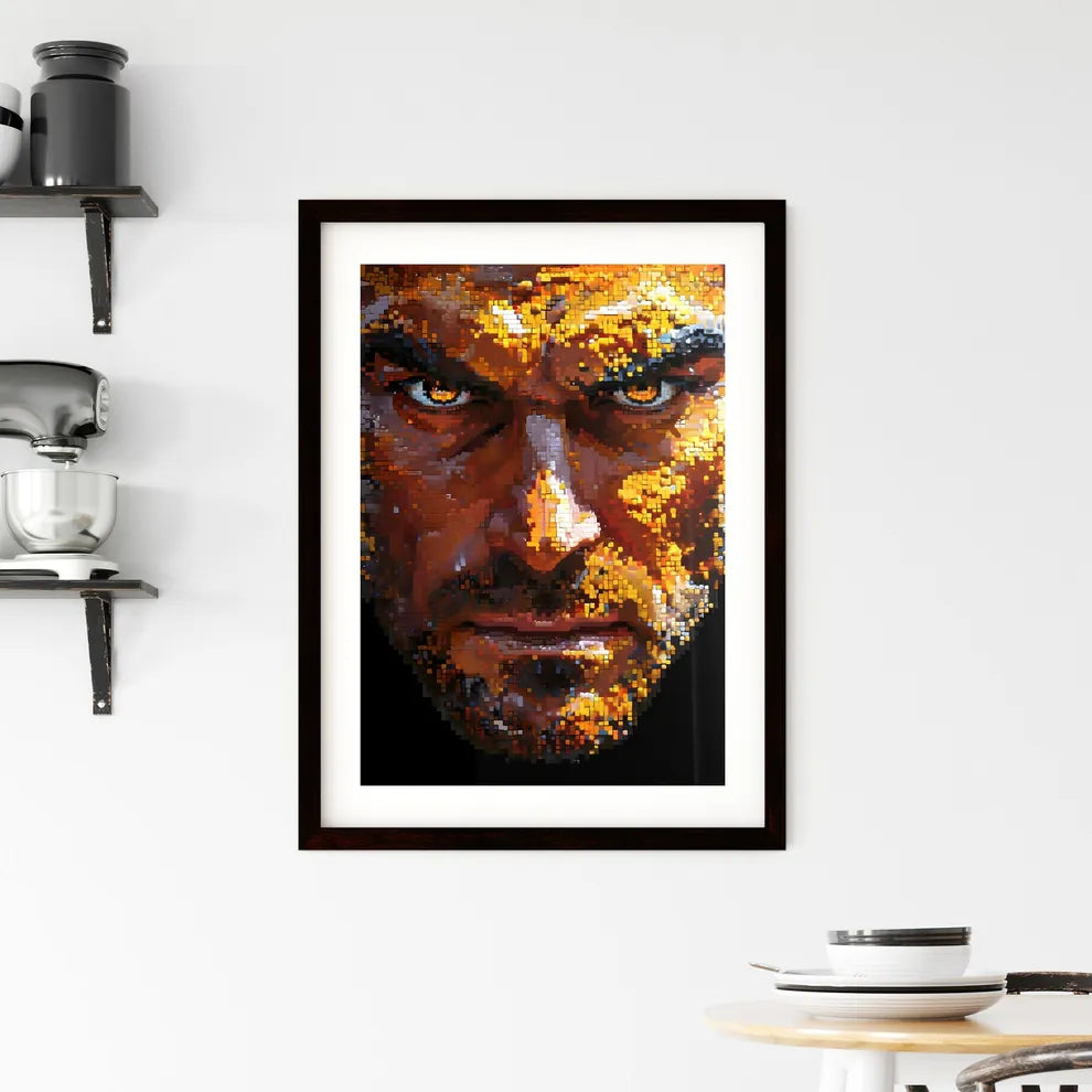A Poster of a pair of animated eyes - A Man' Framed Print