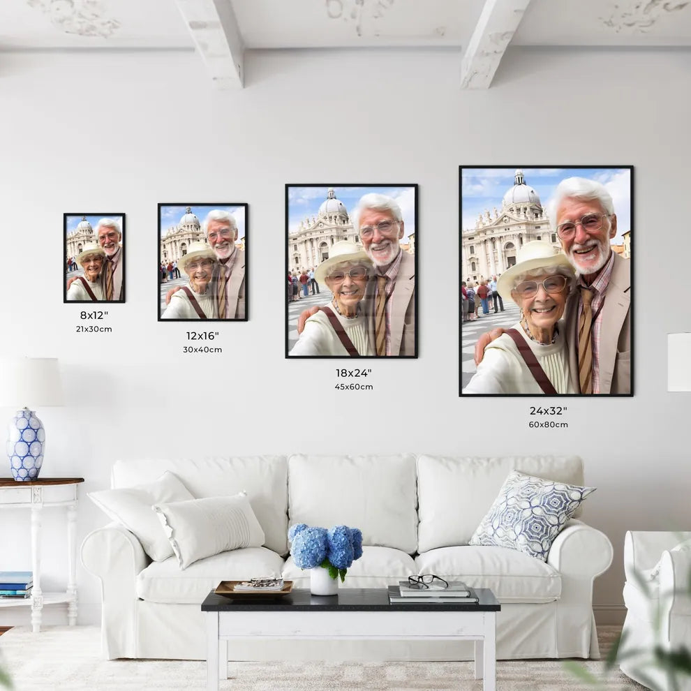 A Poster of Smiling elderly couple taking a  - Kitchen Hangings