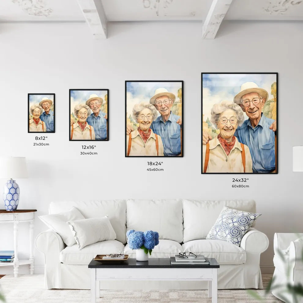 A Poster of Smiling elderly couple taking a  - Kitchen Hangings
