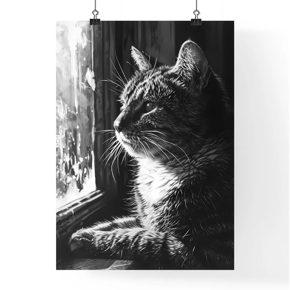 A Poster of linocut cat folk art  Poster