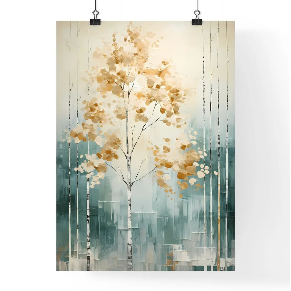 A Poster of painted forest of trees in white Poster