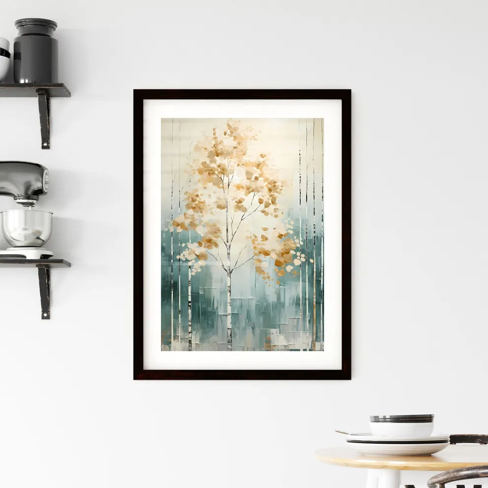 A Poster of painted forest of trees in white Framed Print