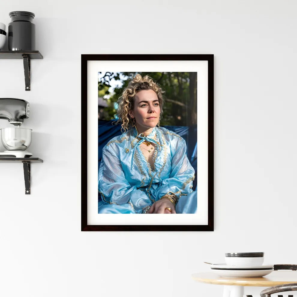 A Poster of pink and blue pastel photomodel  Framed Print
