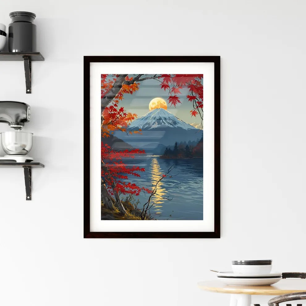 A Poster of Mount Fuji - A Mountain W Framed Print