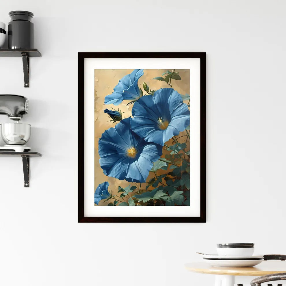 A Poster of morning glory flowers - A Close  Framed Print