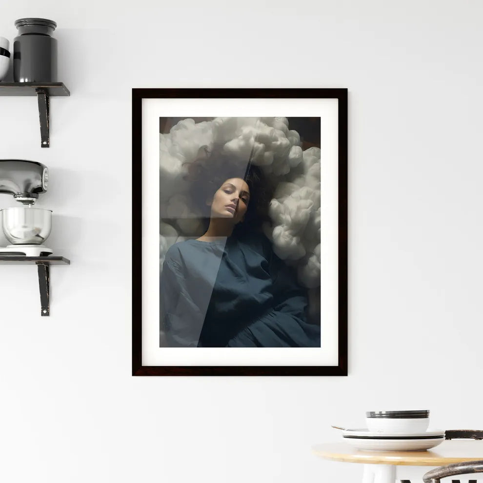 A Poster of cloudy sky portraits - A Woman L Framed Print