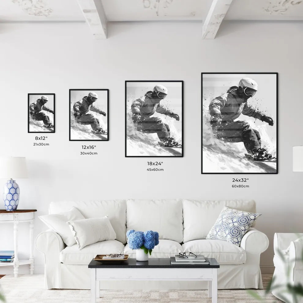 A Poster of coloring page for kids Snowboard - Kitchen Hangings