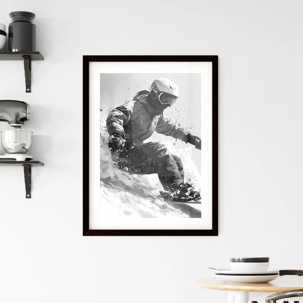 A Poster of coloring page for kids Snowboard Framed Print