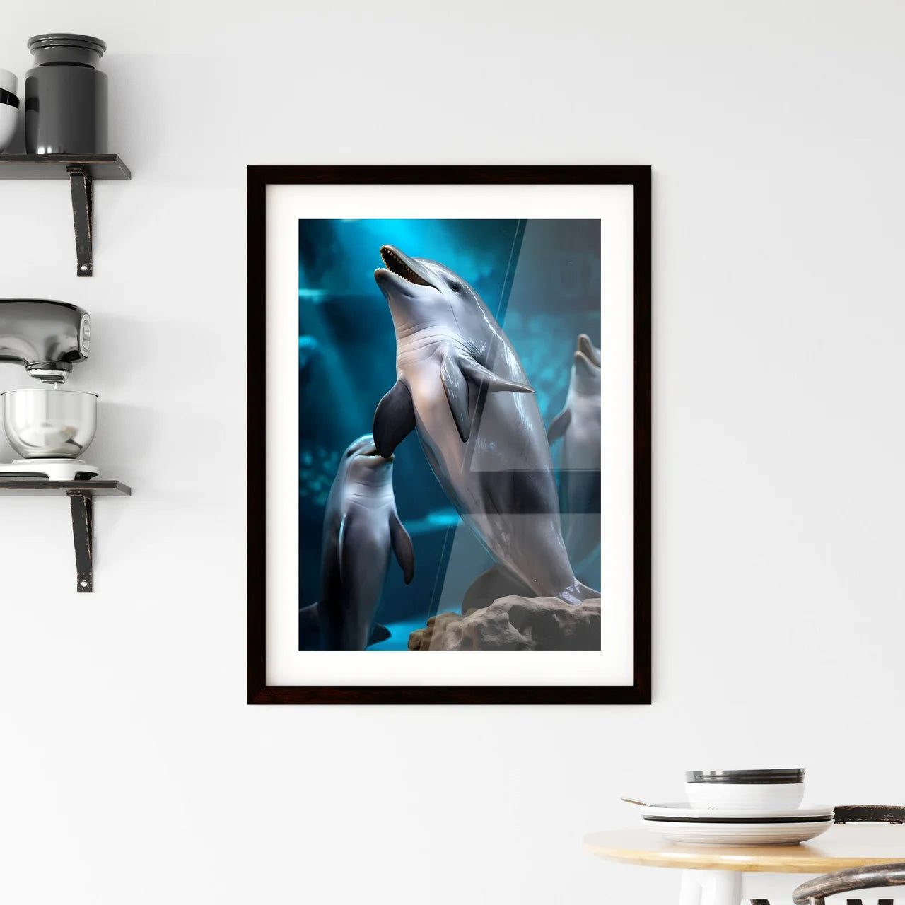 A Poster of A singing dolphin  Framed Print