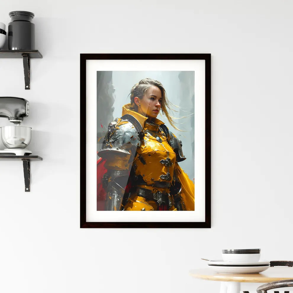 A Poster of gouache painting of a blonde - A Framed Print