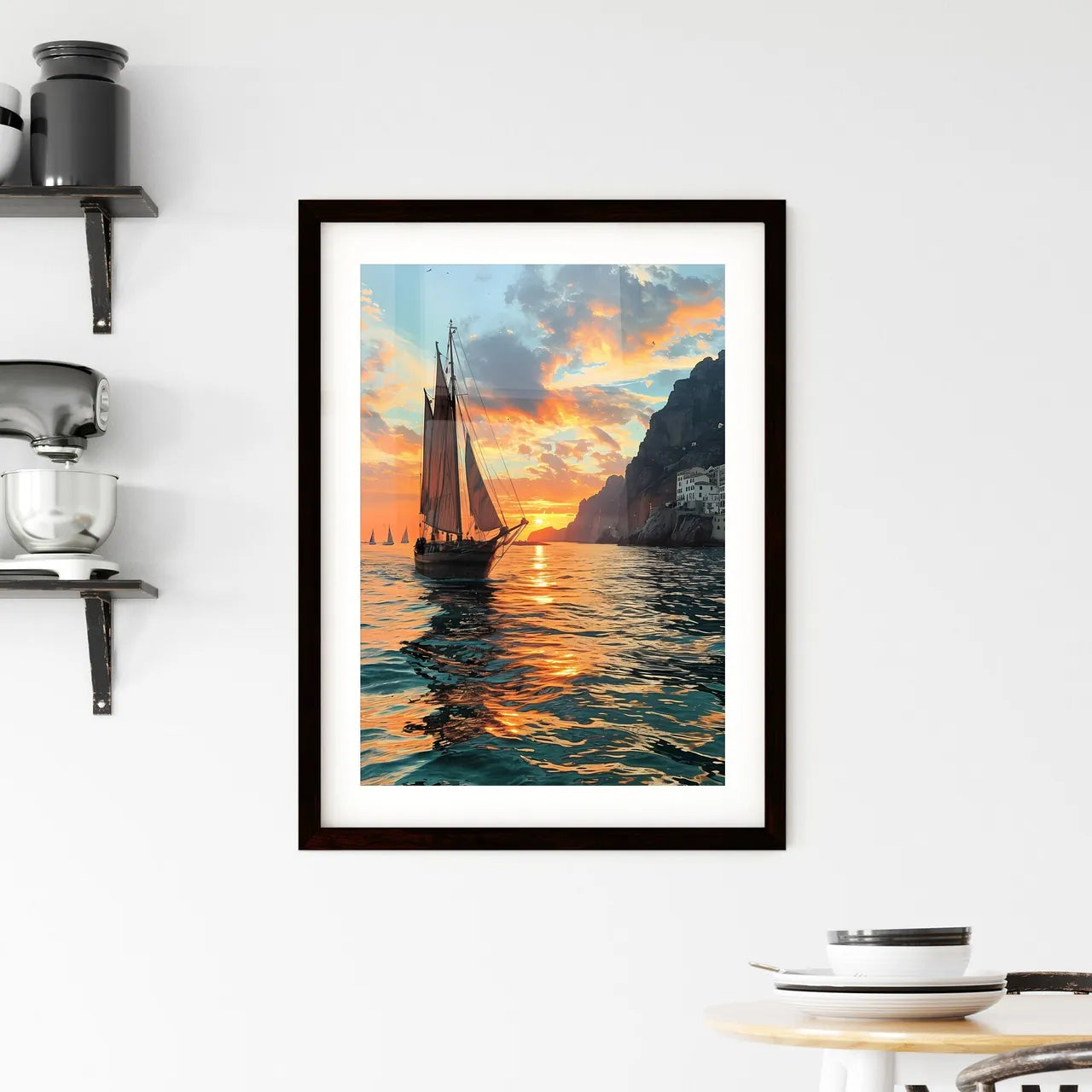 A Poster of fire - A Sailboat O Framed Print