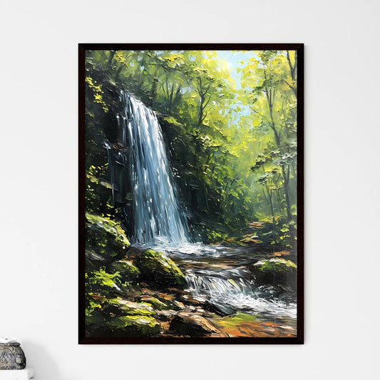 A Poster of Waterfalls landscape - A Waterfa - Framed Art Print