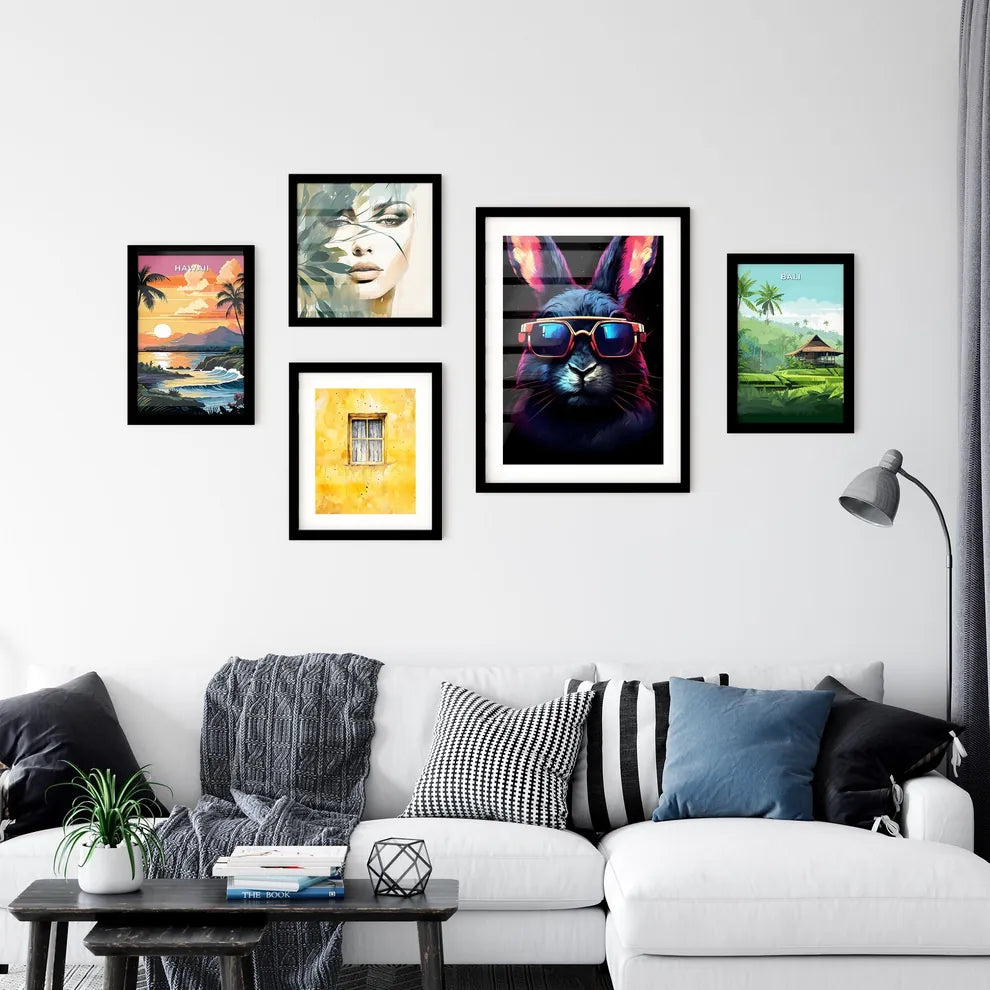 A Poster of A rabbit wearing dark glasses  Art Print