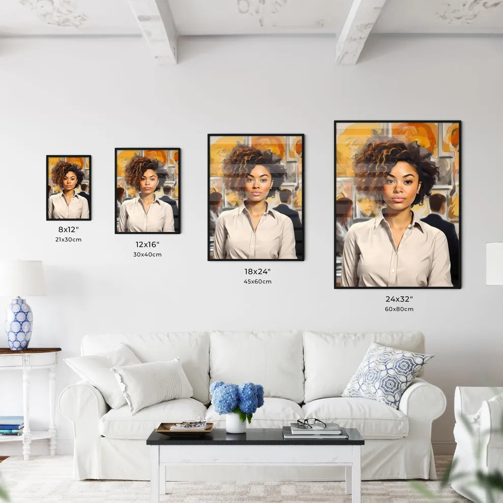 A Poster of Portrait of smiling young african american woman - A Woman With Curly Hair Default Title