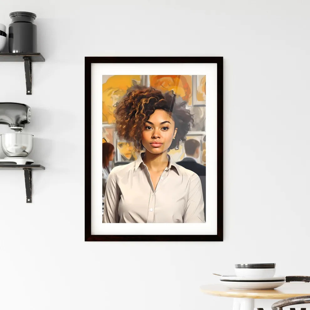 A Poster of Portrait of smiling young african american woman - A Woman With Curly Hair Default Title