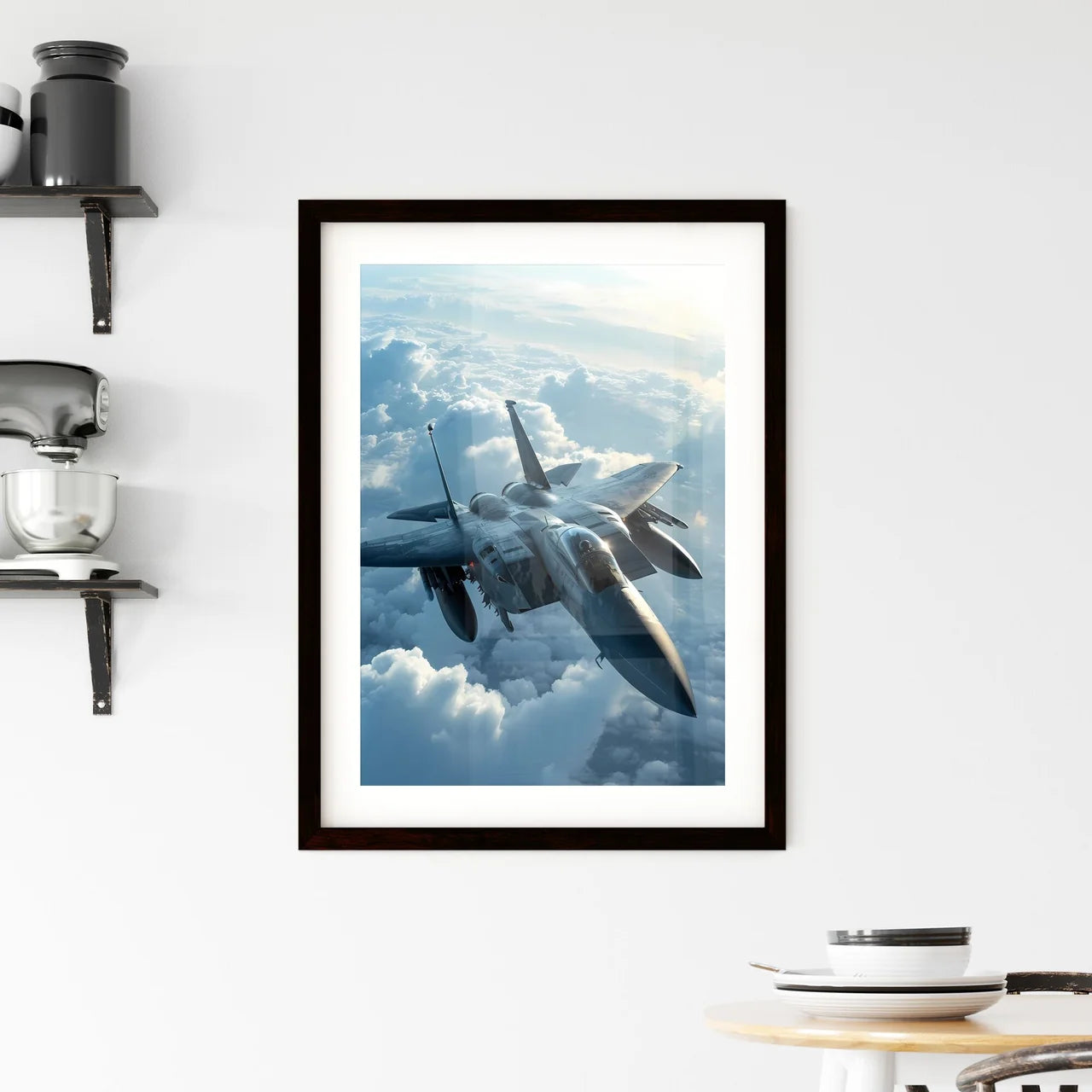 A Poster of an F-15 fighter Jet - A Jet Flyi Framed Print