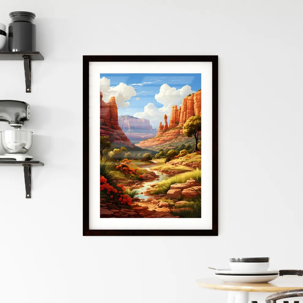 A Poster of Sedona National park - A River R Framed Print