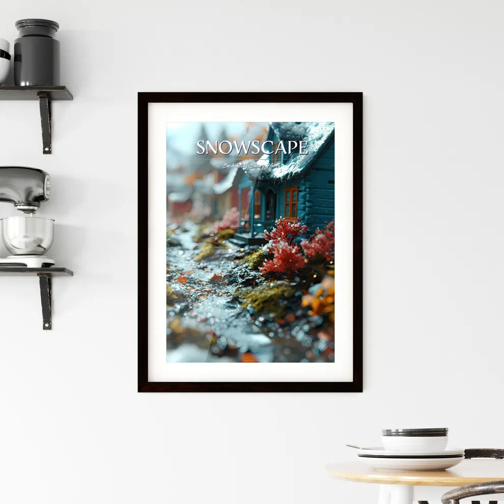 A Poster of a micro landscape of a City in fairy tales - A Small House With Snow On The Ground Custom Print