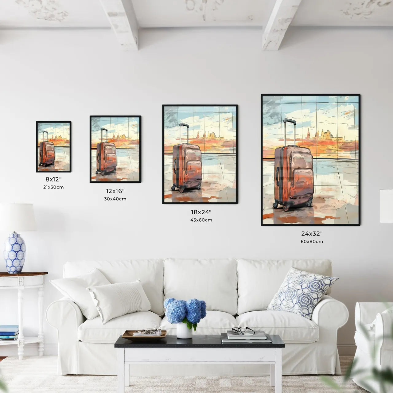 A Poster of travel suitcase at the airport - - Kitchen Hangings