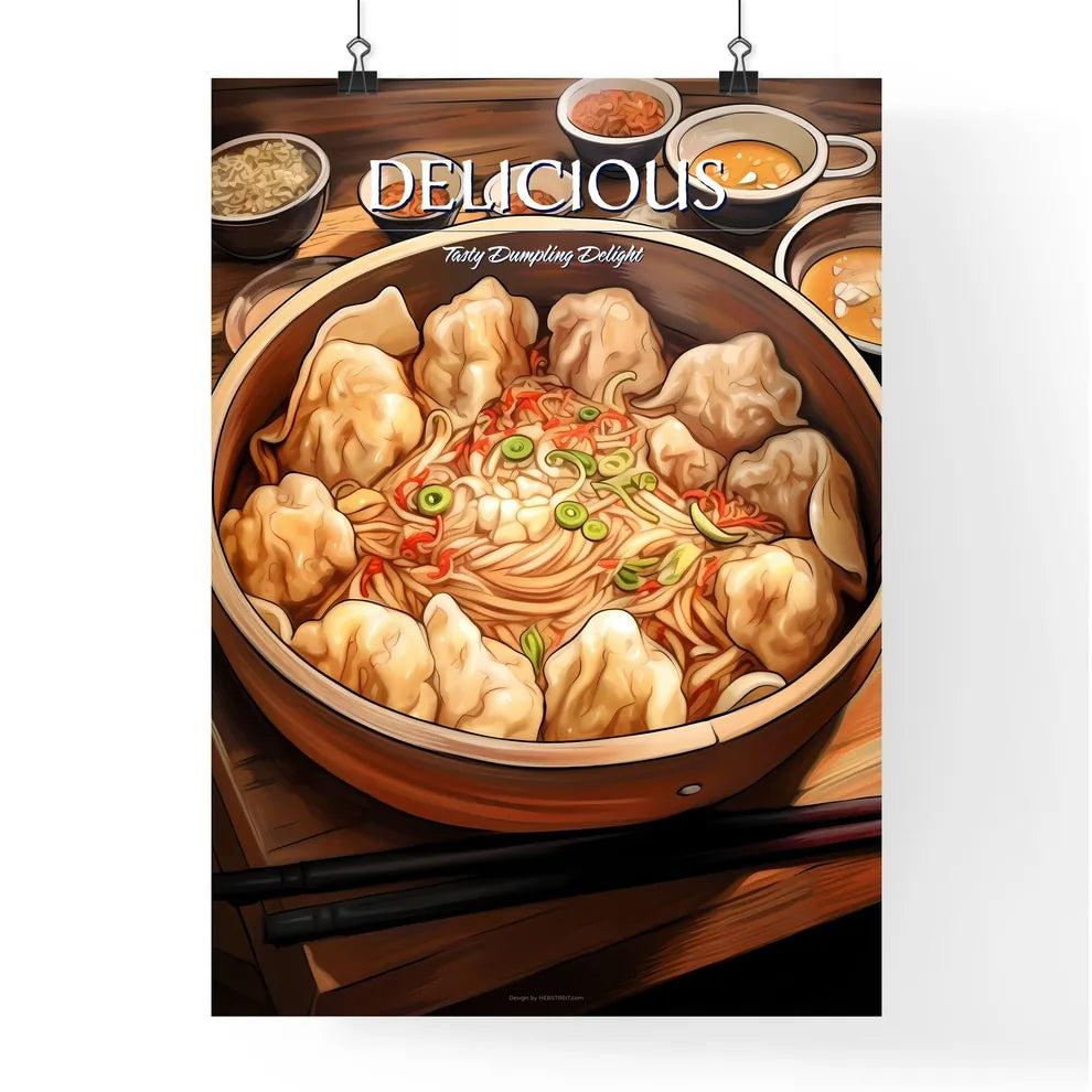 A Poster of Hot tasty chinese dumplings - A  Poster