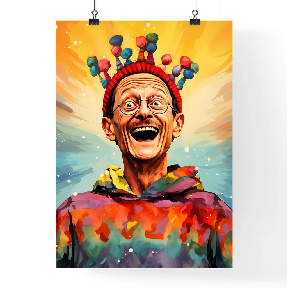 A Poster of happy suprised man wearing santa Poster
