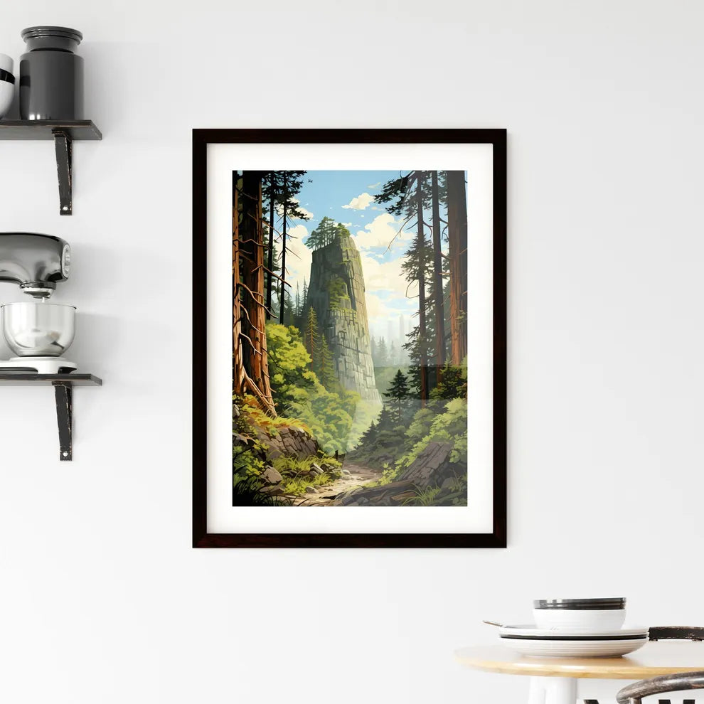 A Poster of Redwood National Park - A Mountain With Trees And A Path Custom Print