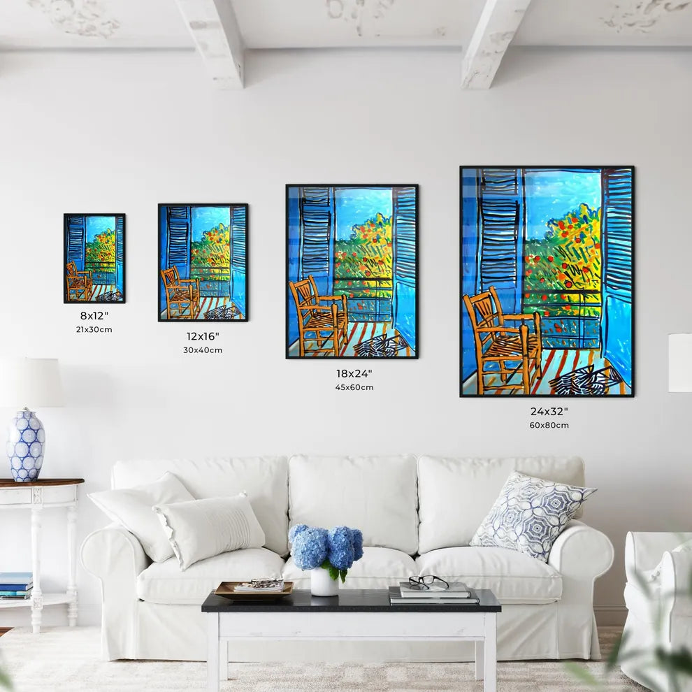 A Poster of Still life with Oranges ad Apples - A Drawing Of A Chair In Front Of A Window Size Chart