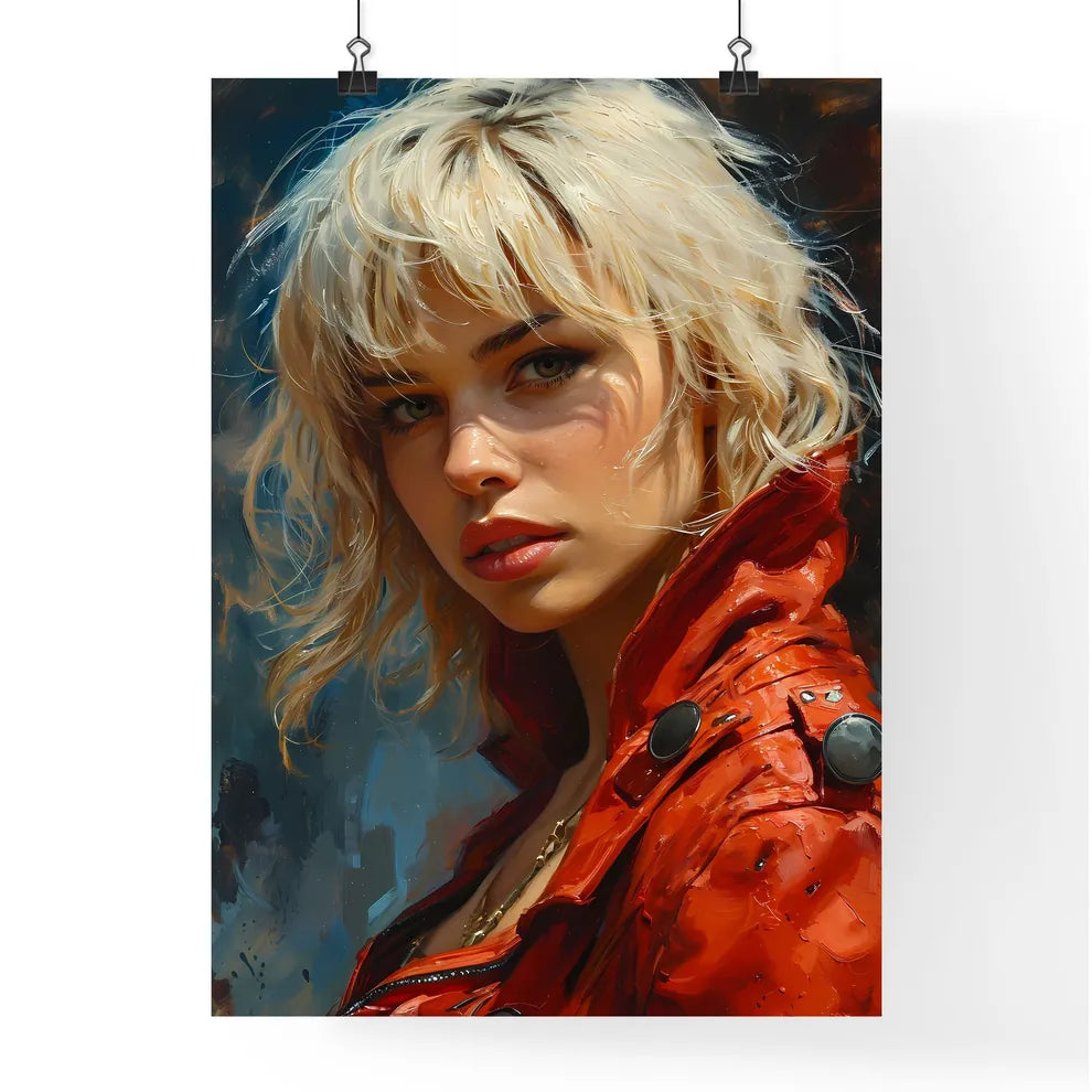 A Poster of gouache painting of a blonde - A Poster