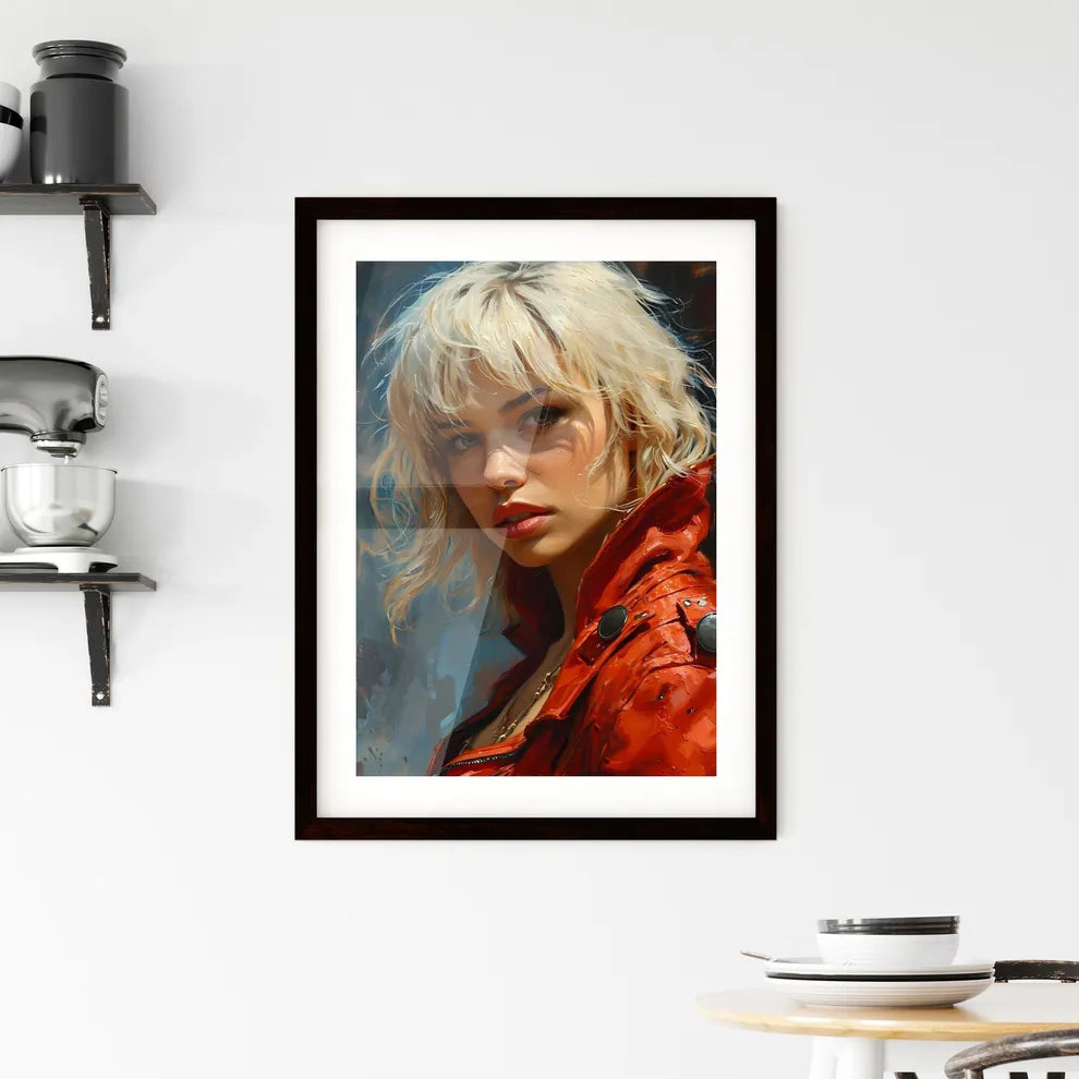 A Poster of gouache painting of a blonde - A Framed Print