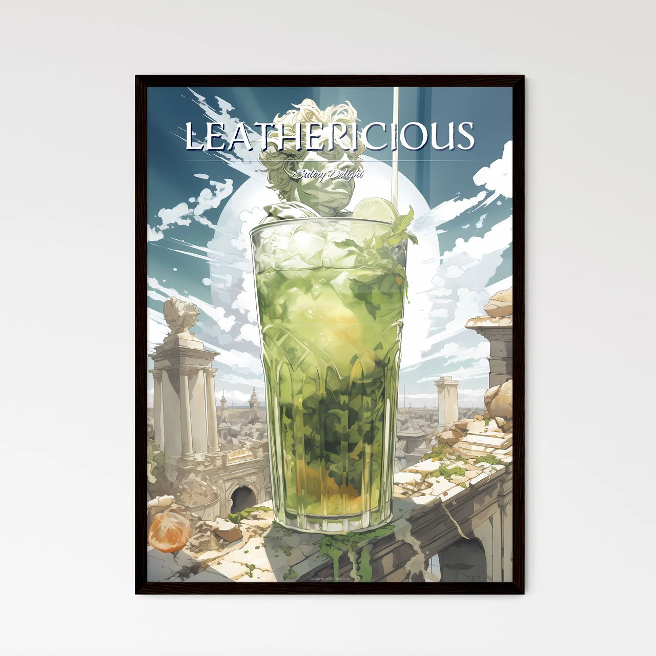 A Poster of mojito drink - A Glass Of Liquid - Framed Art Print