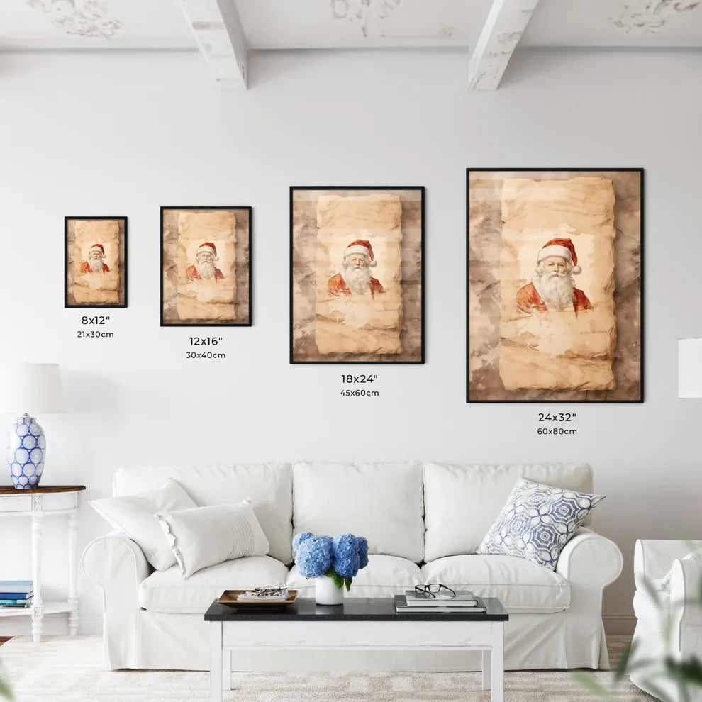 A Poster of santa claus on a beige insulated - Kitchen Hangings
