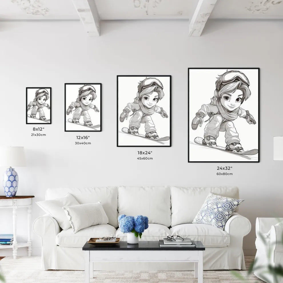 A Poster of coloring page for kids Snowboard - Kitchen Hangings