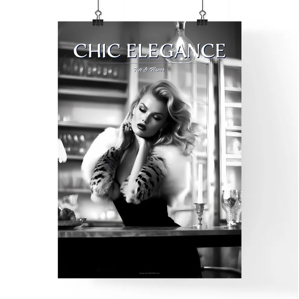 A Poster of leather goddess in a tres chic kitchen  Poster