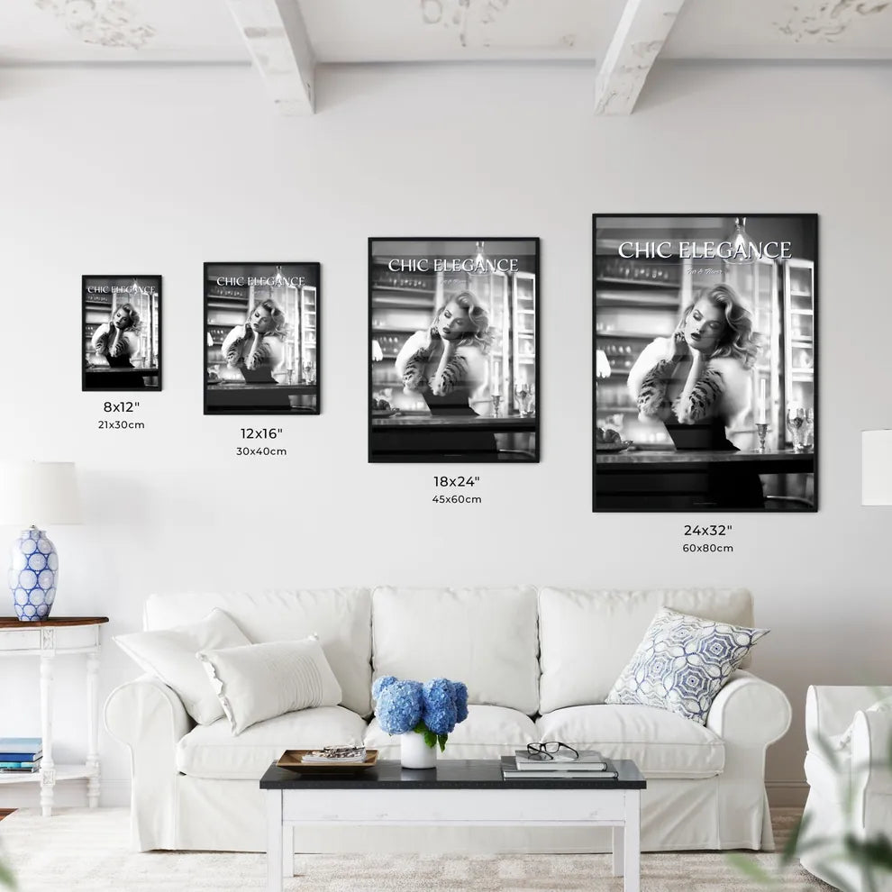 A Poster of leather goddess in a tres chic kitchen  Size Chart
