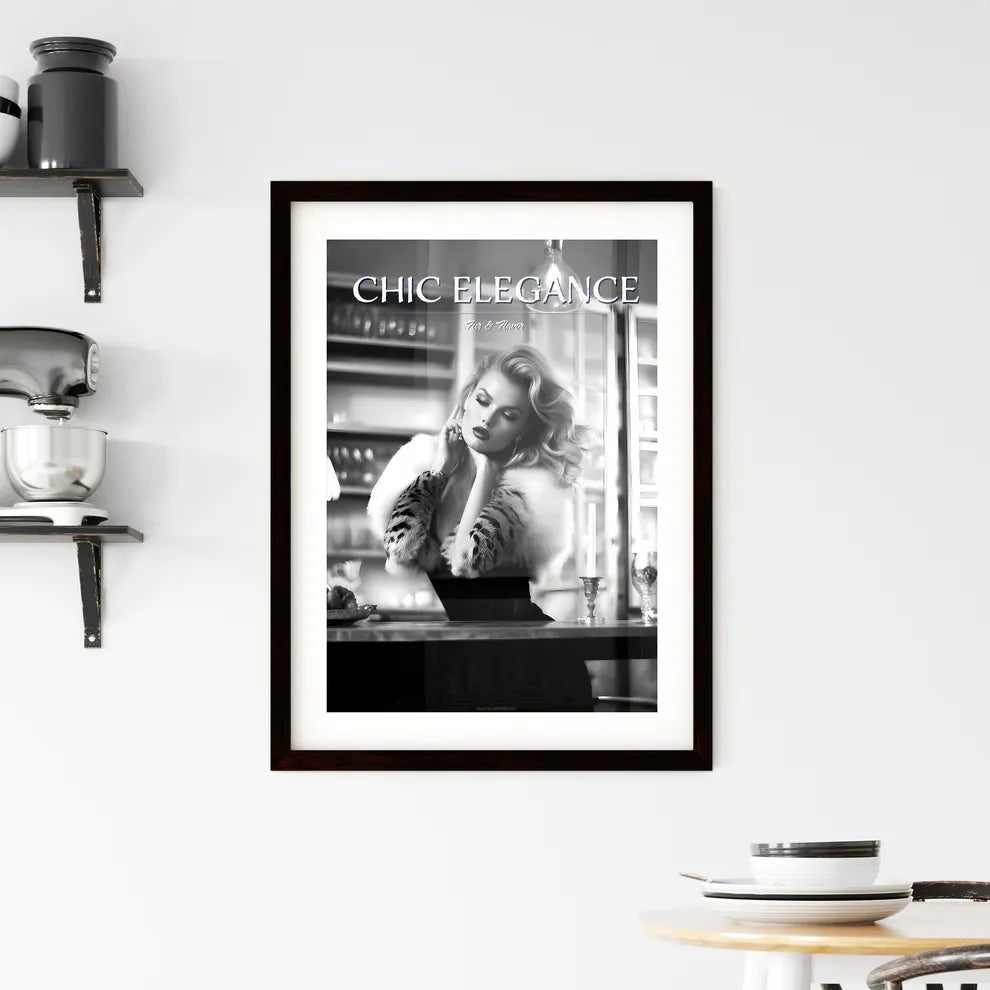 A Poster of leather goddess in a tres chic kitchen  Framed Print